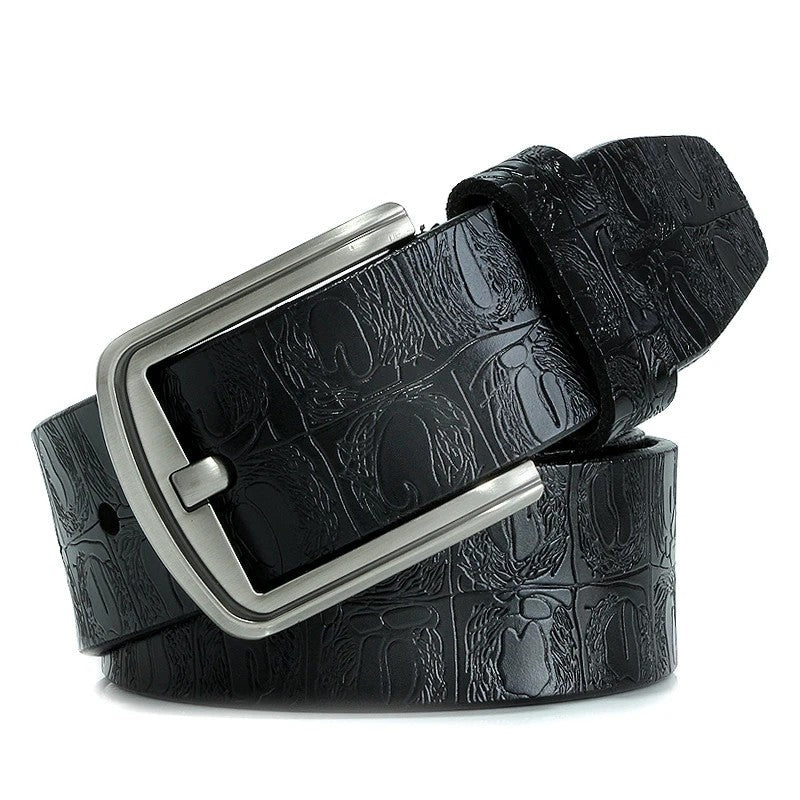 Matteo Men's Embossed Pattern Leather Belt