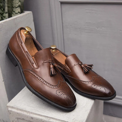 Mavrin Brogue Tassel Leather Loafers