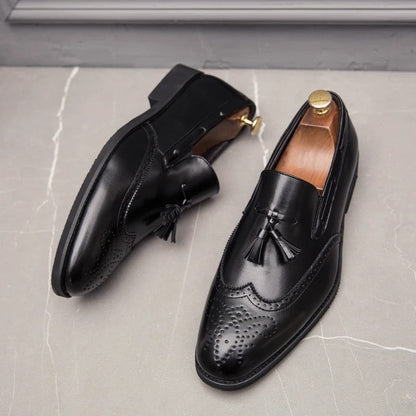 Mavrin Brogue Tassel Leather Loafers