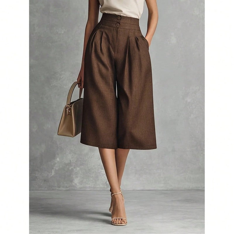 Merano Pleated High-Waist Culotte Pants