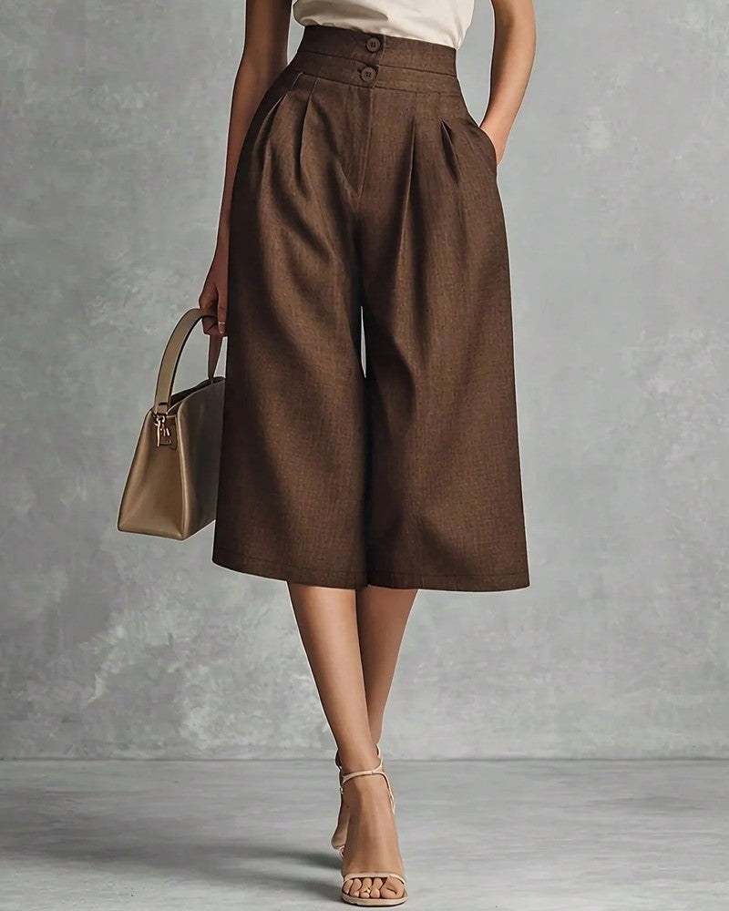 Merano Pleated High-Waist Culotte Pants