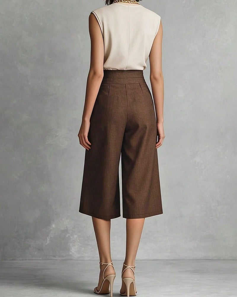 Merano Pleated High-Waist Culotte Pants