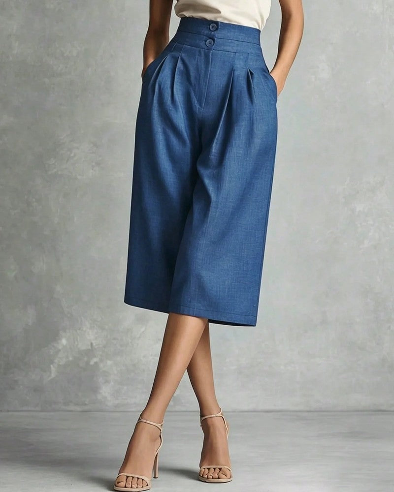 Merano Pleated High-Waist Culotte Pants