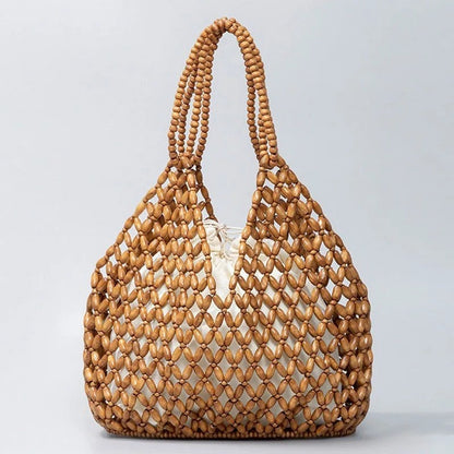 Mirella Beaded Woven Tote Bag