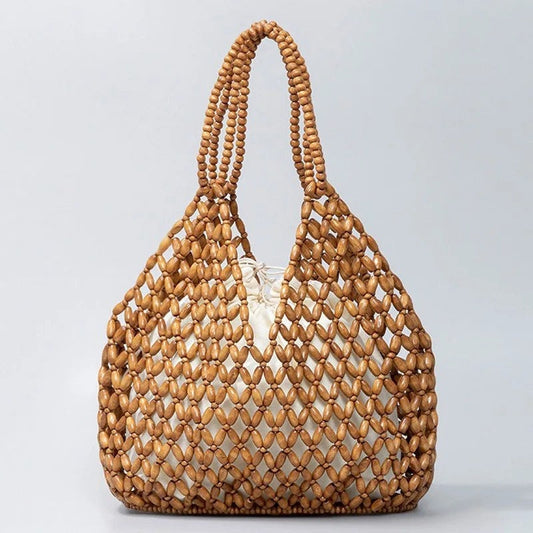 Mirella Beaded Woven Tote Bag