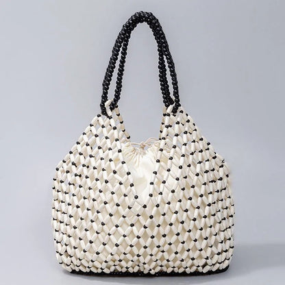 Mirella Beaded Woven Tote Bag