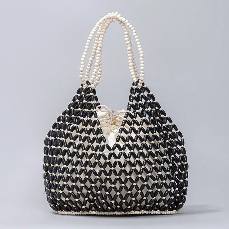 Mirella Beaded Woven Tote Bag