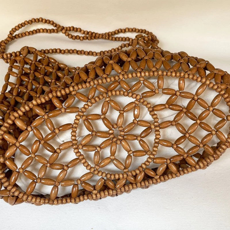 Mirella Beaded Woven Tote Bag