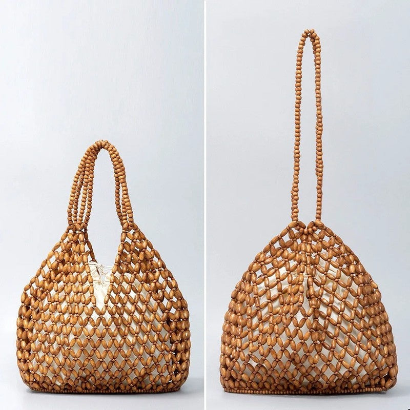 Mirella Beaded Woven Tote Bag