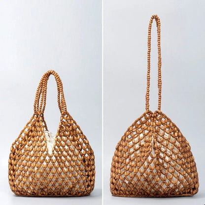 Mirella Beaded Woven Tote Bag