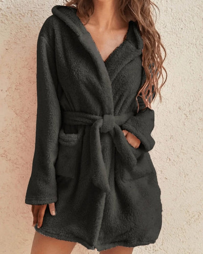 Mirelle Plush Hooded Short Robe