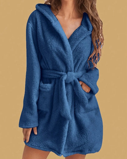 Mirelle Plush Hooded Short Robe