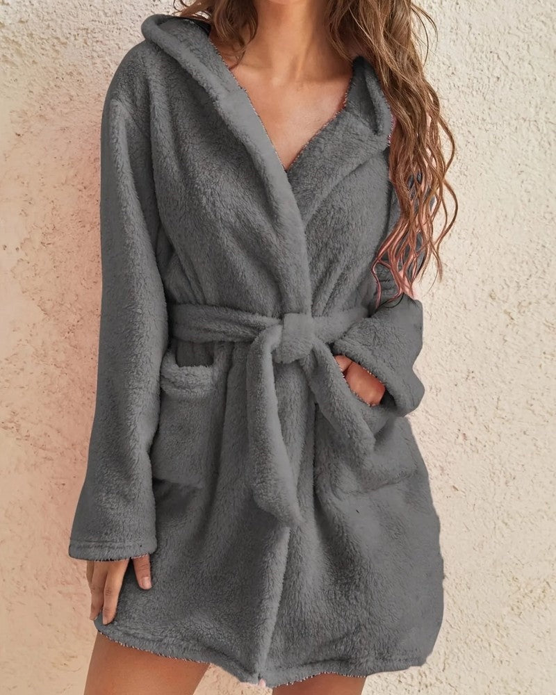 Mirelle Plush Hooded Short Robe