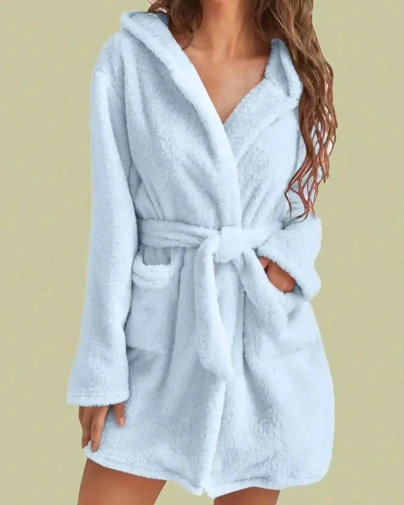 Mirelle Plush Hooded Short Robe