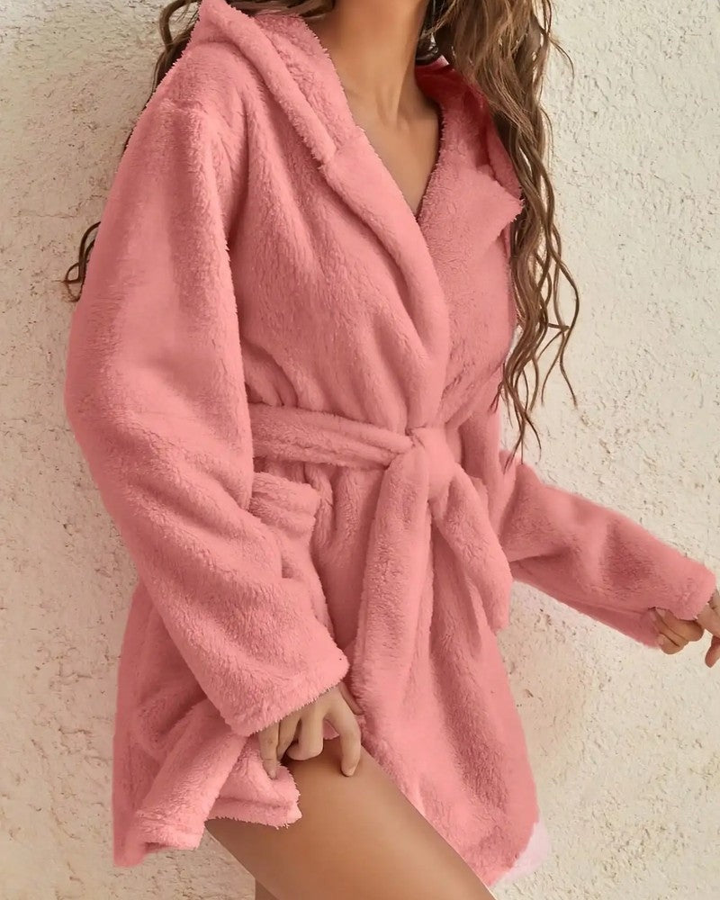 Mirelle Plush Hooded Short Robe