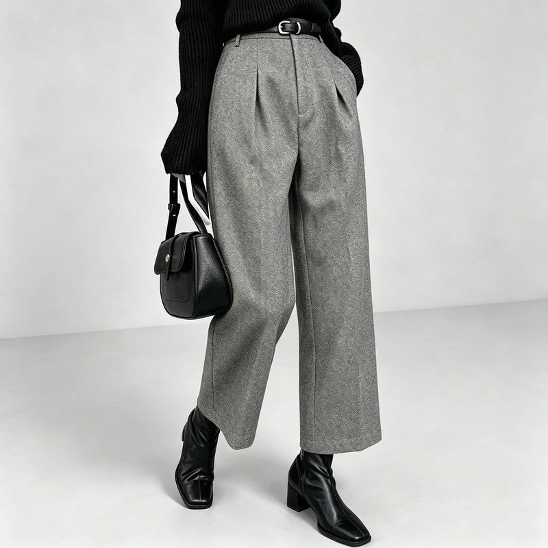 Mirevra Pleated Tailored Wide-Leg Trousers