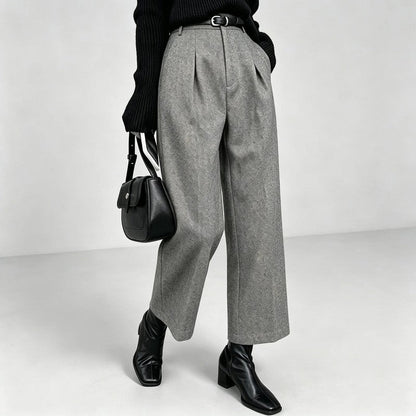 Mirevra Pleated Tailored Wide-Leg Trousers