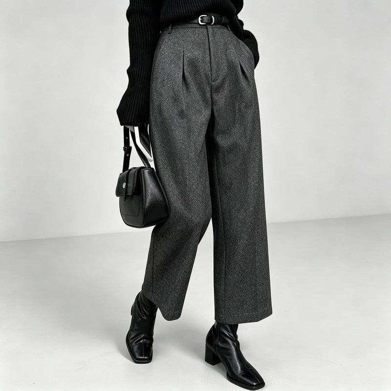 Mirevra Pleated Tailored Wide-Leg Trousers