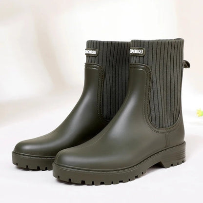 Monira Ribbed Ankle Rain Boots