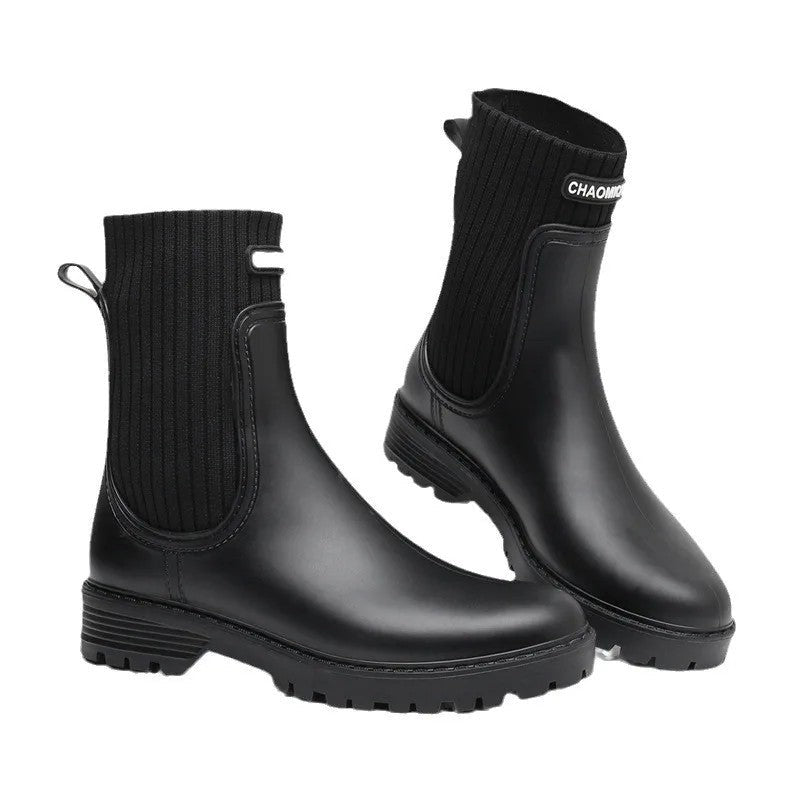 Monira Ribbed Ankle Rain Boots