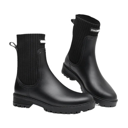 Monira Ribbed Ankle Rain Boots