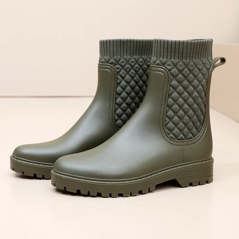 Monira Ribbed Ankle Rain Boots