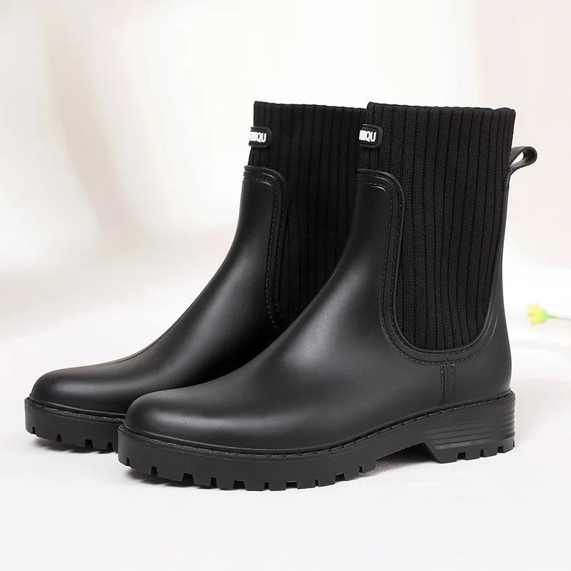 Monira Ribbed Ankle Rain Boots