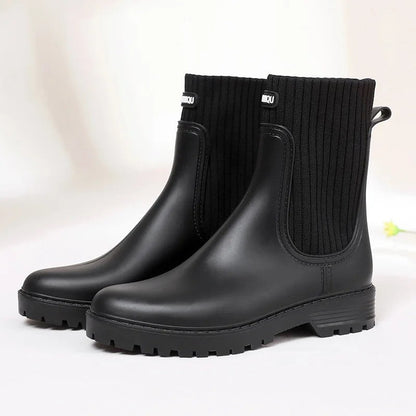 Monira Ribbed Ankle Rain Boots