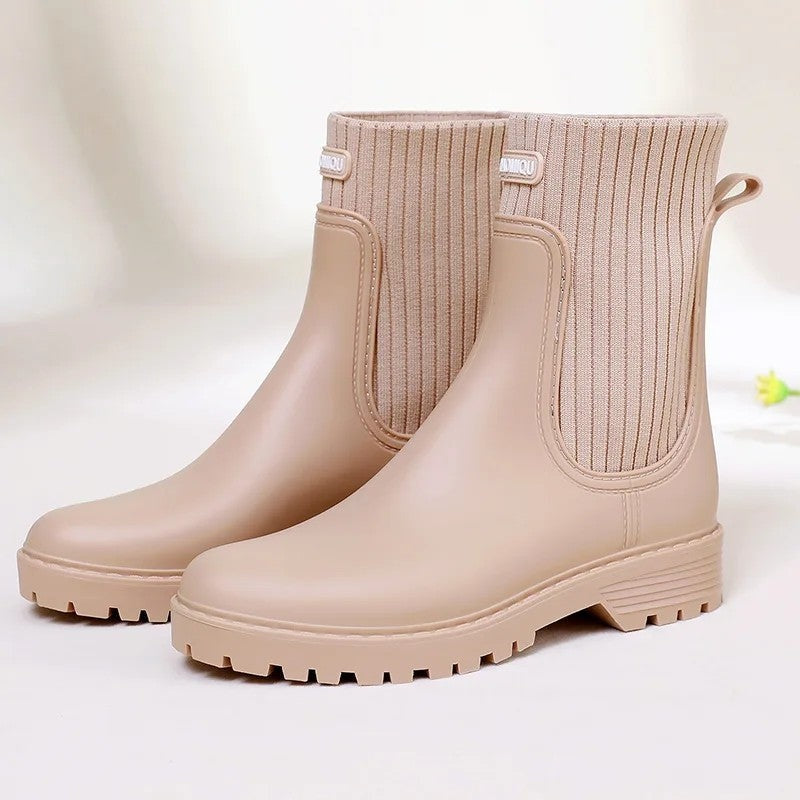 Monira Ribbed Ankle Rain Boots