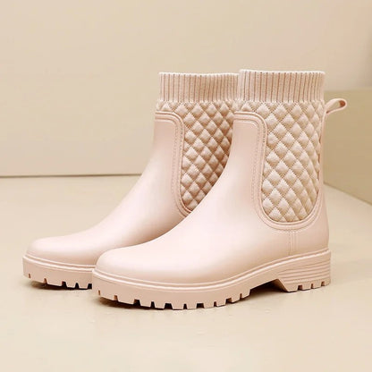 Monira Ribbed Ankle Rain Boots