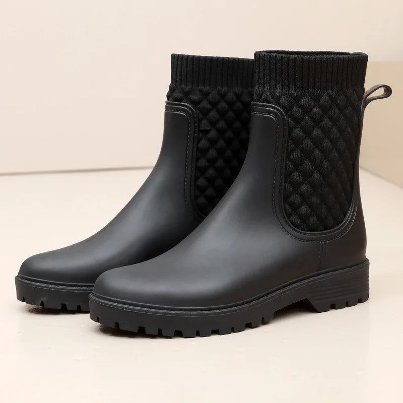 Monira Ribbed Ankle Rain Boots