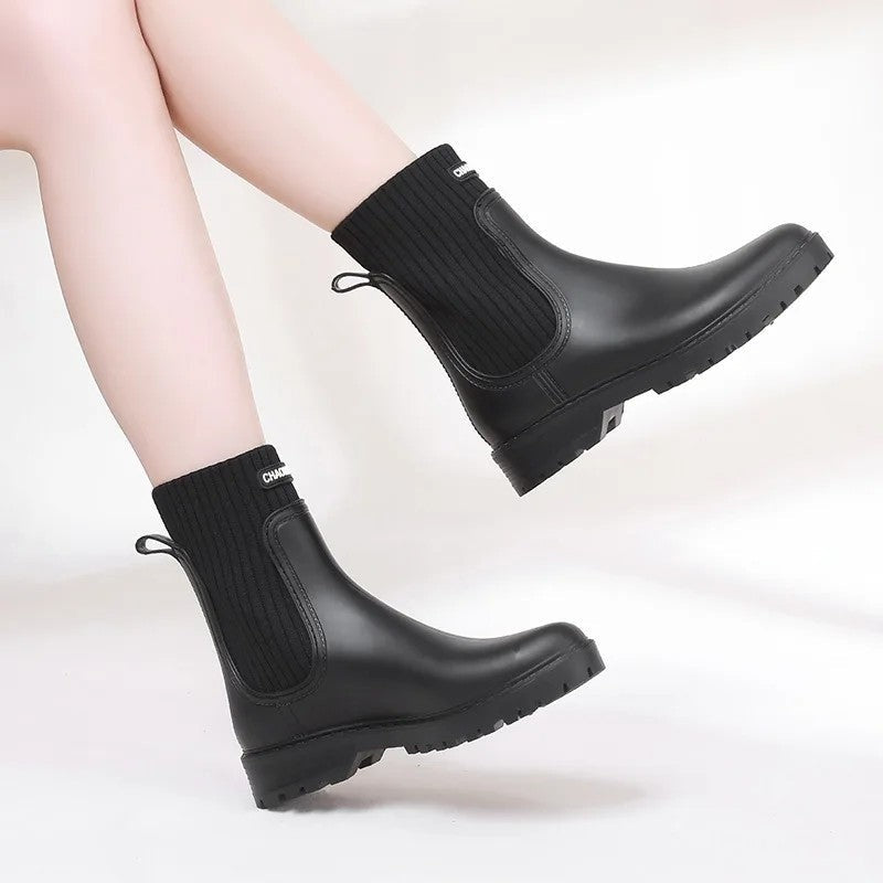Monira Ribbed Ankle Rain Boots