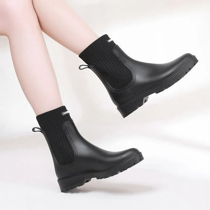 Monira Ribbed Ankle Rain Boots