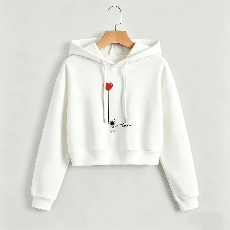 Natalie Women's Cropped Graphic Hoodie