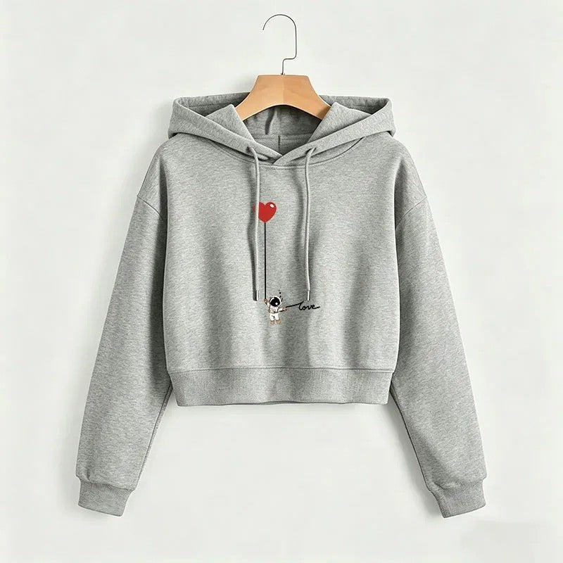Natalie Women's Cropped Graphic Hoodie