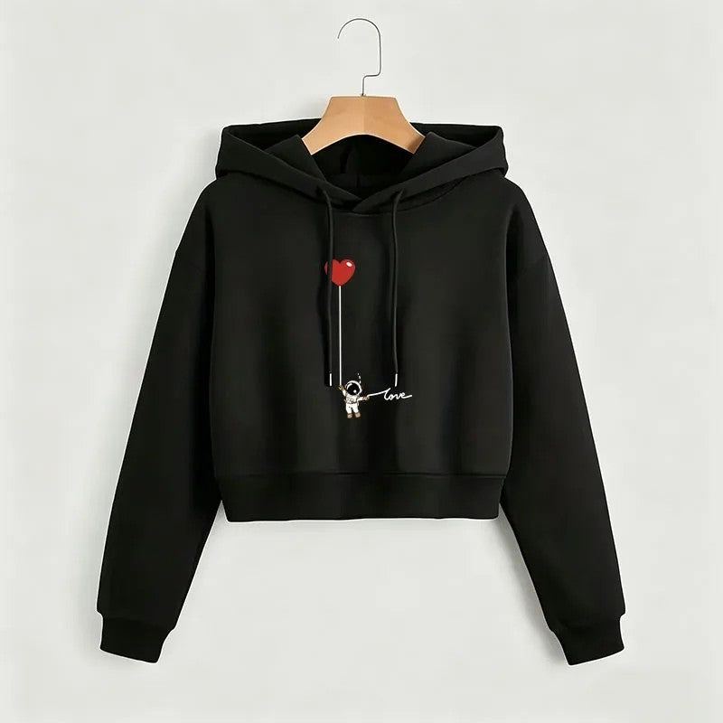 Natalie Women's Cropped Graphic Hoodie