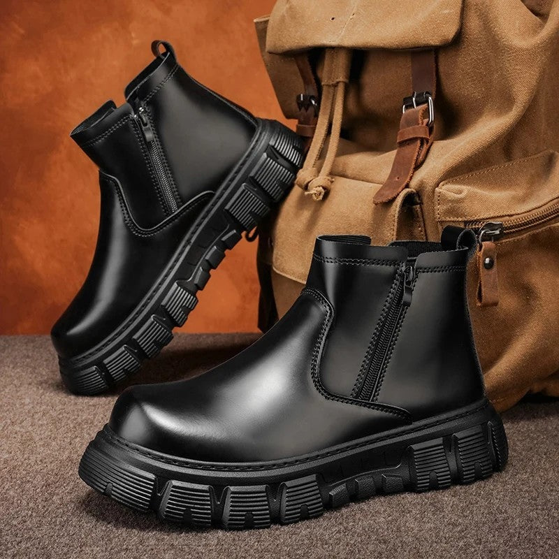 Naveen Chunky Sole Zip Ankle Boots