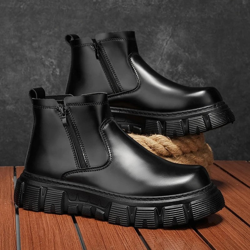 Naveen Chunky Sole Zip Ankle Boots