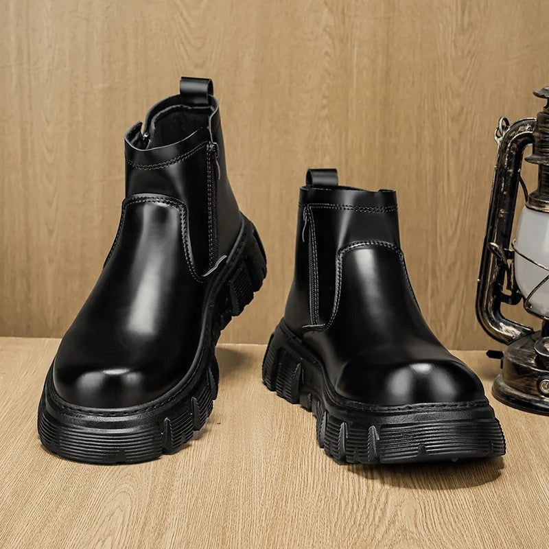 Naveen Chunky Sole Zip Ankle Boots