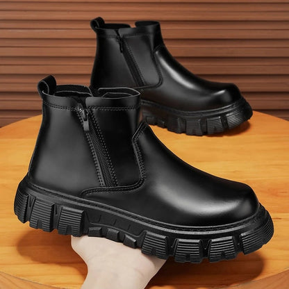 Naveen Chunky Sole Zip Ankle Boots
