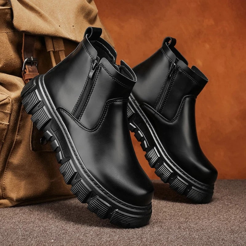 Naveen Chunky Sole Zip Ankle Boots