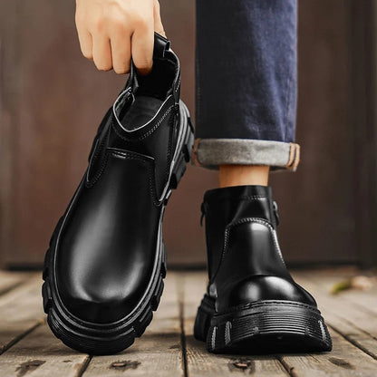 Naveen Chunky Sole Zip Ankle Boots