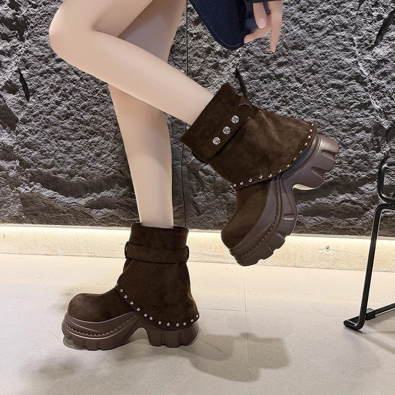 Nicole Platform Studded Ankle Boots