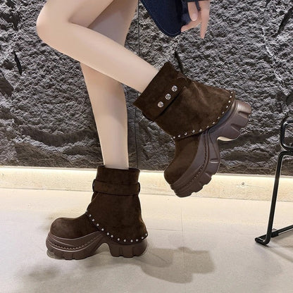 Nicole Platform Studded Ankle Boots