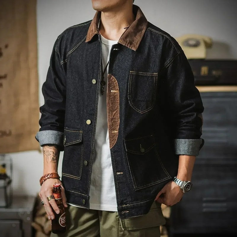 Orvane Relaxed Contrast Collar Denim Jacket