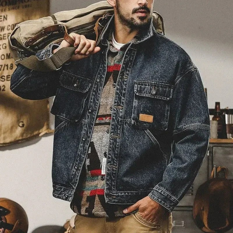 Orvane Relaxed Contrast Collar Denim Jacket