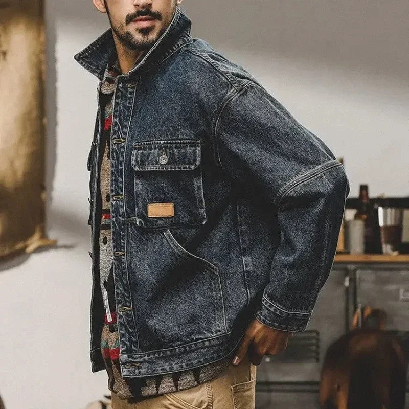 Orvane Relaxed Contrast Collar Denim Jacket