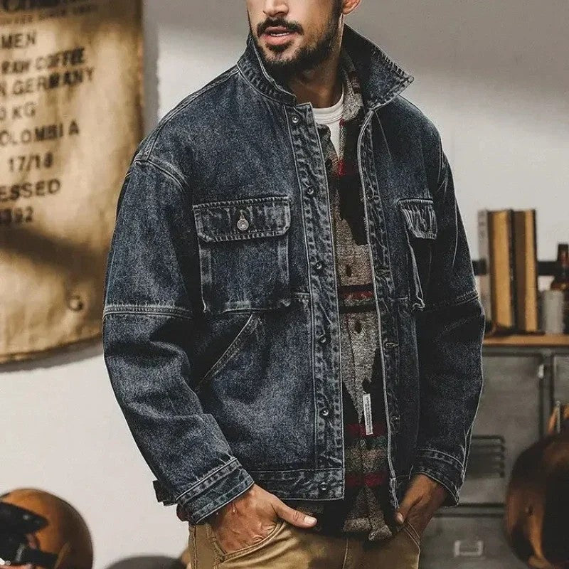 Orvane Relaxed Contrast Collar Denim Jacket