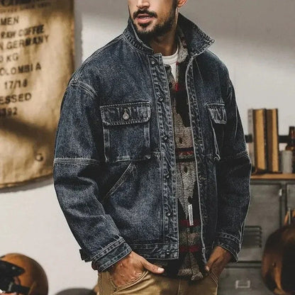 Orvane Relaxed Contrast Collar Denim Jacket