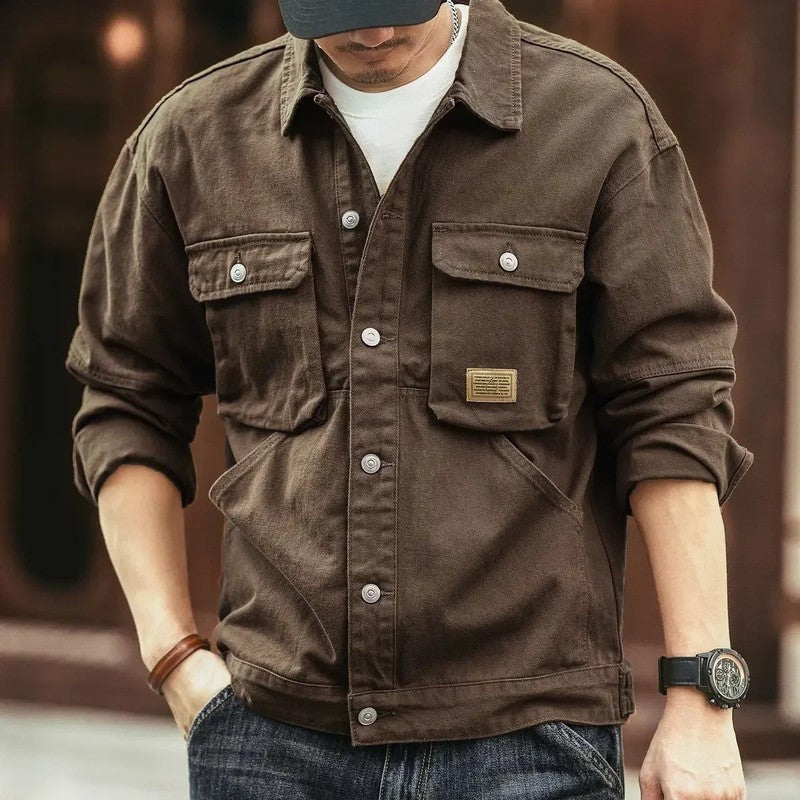 Orvane Relaxed Contrast Collar Denim Jacket